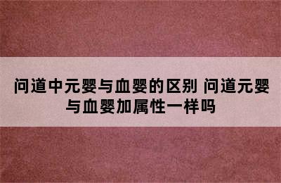 问道中元婴与血婴的区别 问道元婴与血婴加属性一样吗